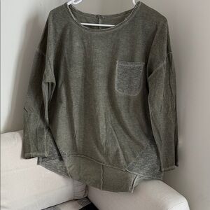 Olive Green Cotton Blouse with Pocket – Made in Italy – Size XL
